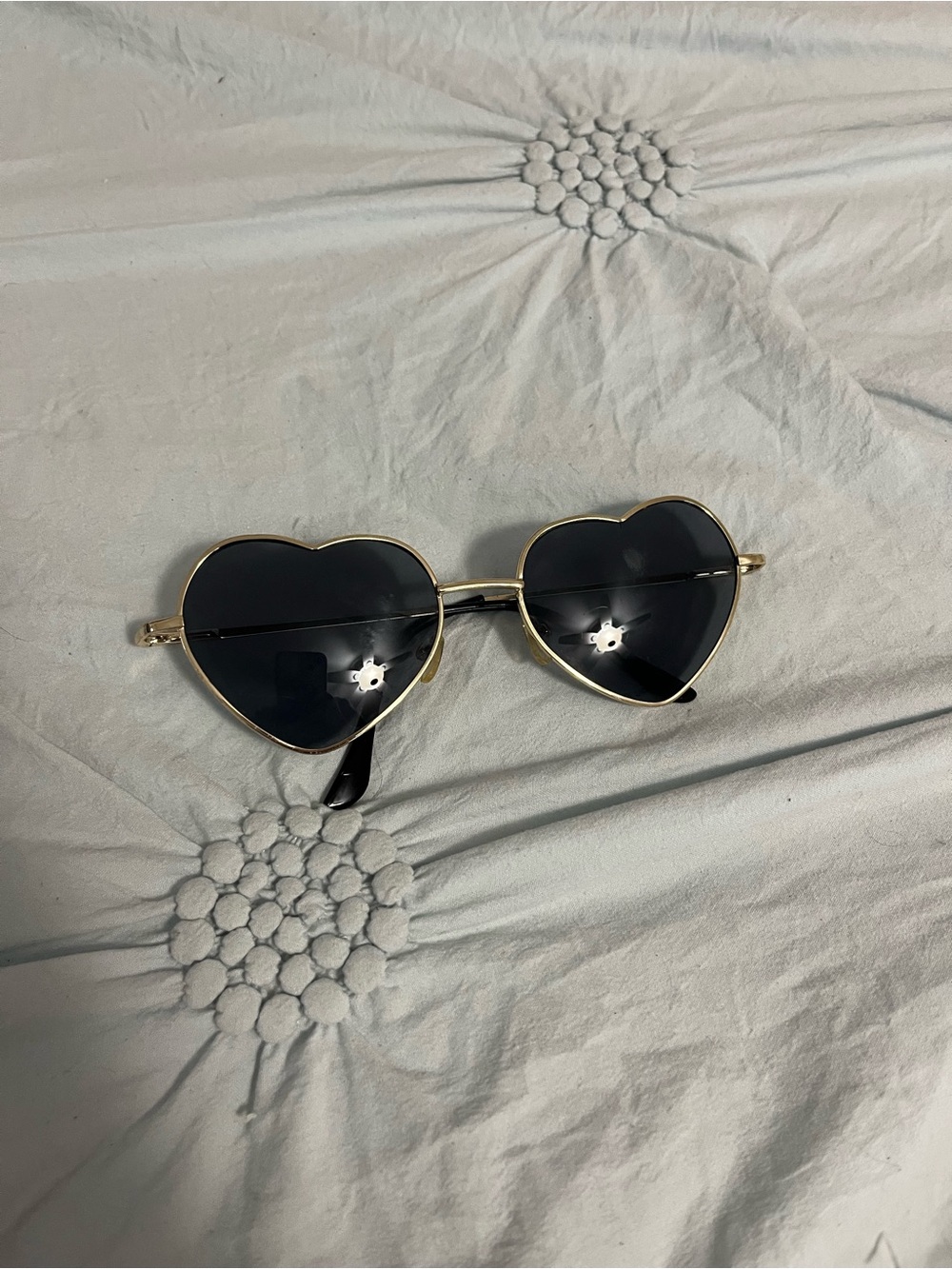 Gold Frame Heart Sunglasses with Black Lenses